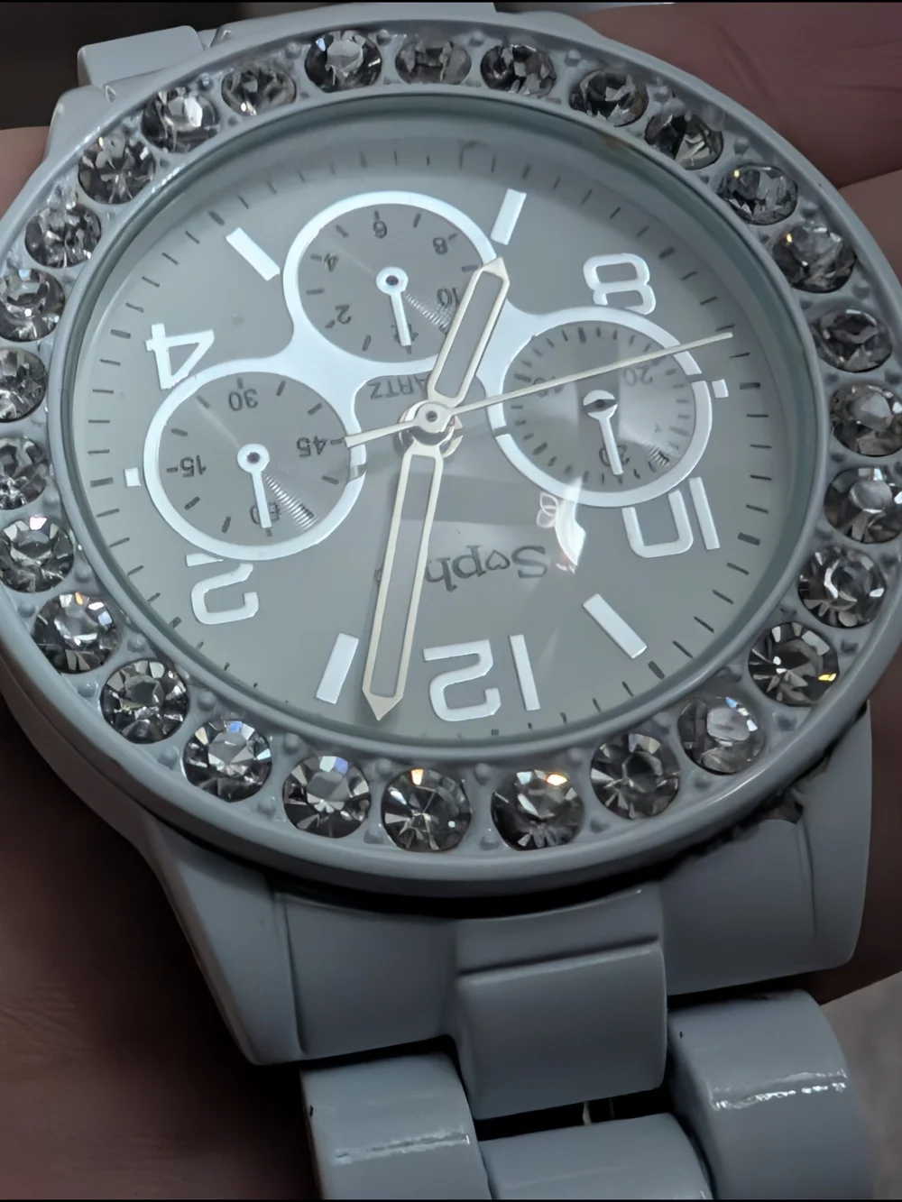 White Crystal Bezel Women's Fashion Watch